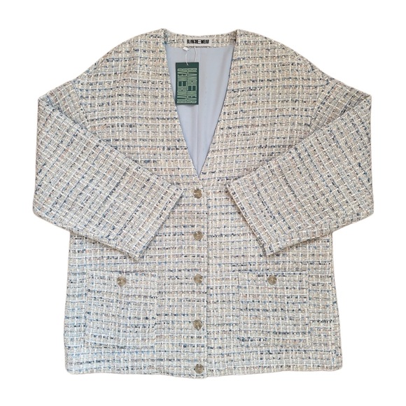 Bundle Blue Tweed Jacket and Mini Skort Skirt Fall Outfit Set Size 4 Medium - Picture 8 of 11